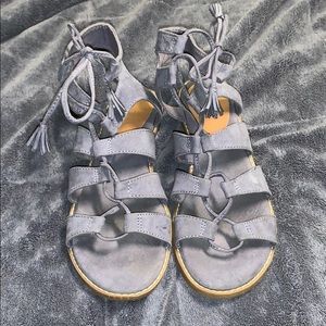 Faux suede lace up gladiator sandals